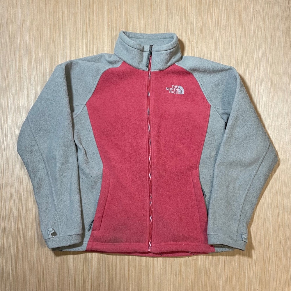 The North Face Fleece Jacket Womens Pink Grey Full Zip TKA 100 Regular M